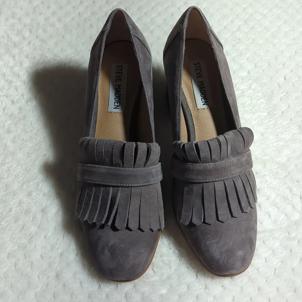 Steve Madden Gray Fringe Heels - Picture 3 of 8